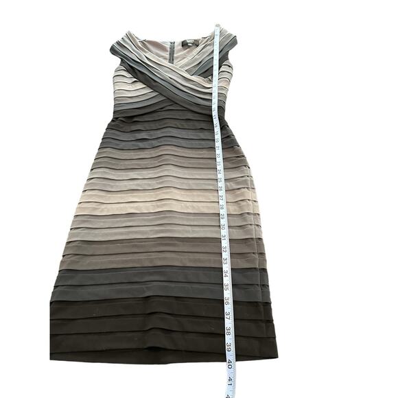 Tadashi Shoji Gray Black Ombre V-Neck Cocktail Tiered Sheath Dress Size Small - Picture 9 of 9